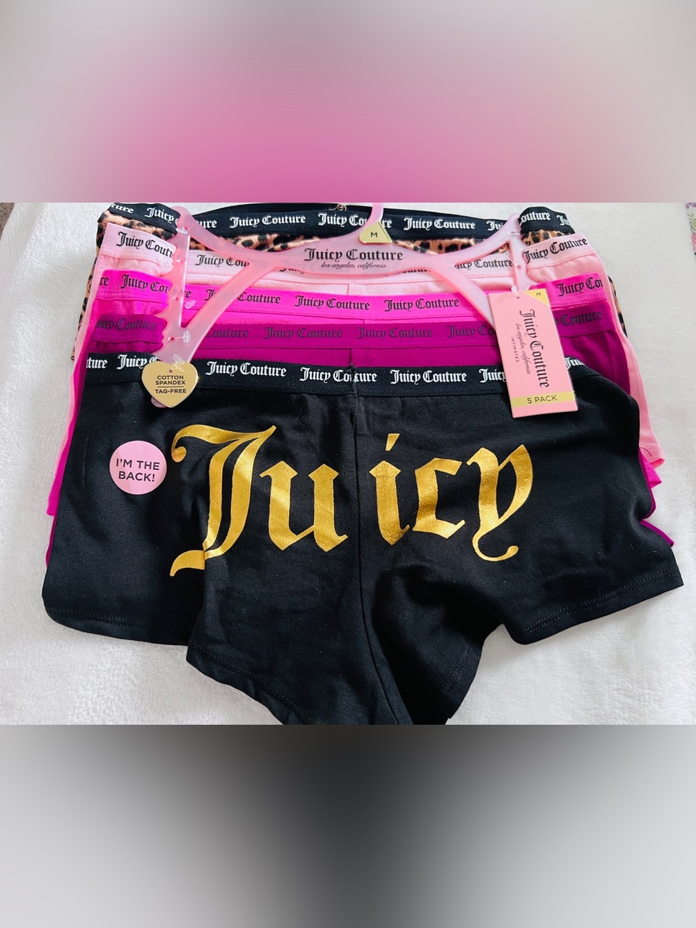 Juicy Couture 5 Pack Cotton Spandex Panties women’s boy shorts